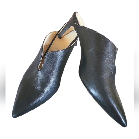 Napoleoni Black Leather Women's Made in Italy Pointed Toes Mules Sz 38 - Picture 7 of 8